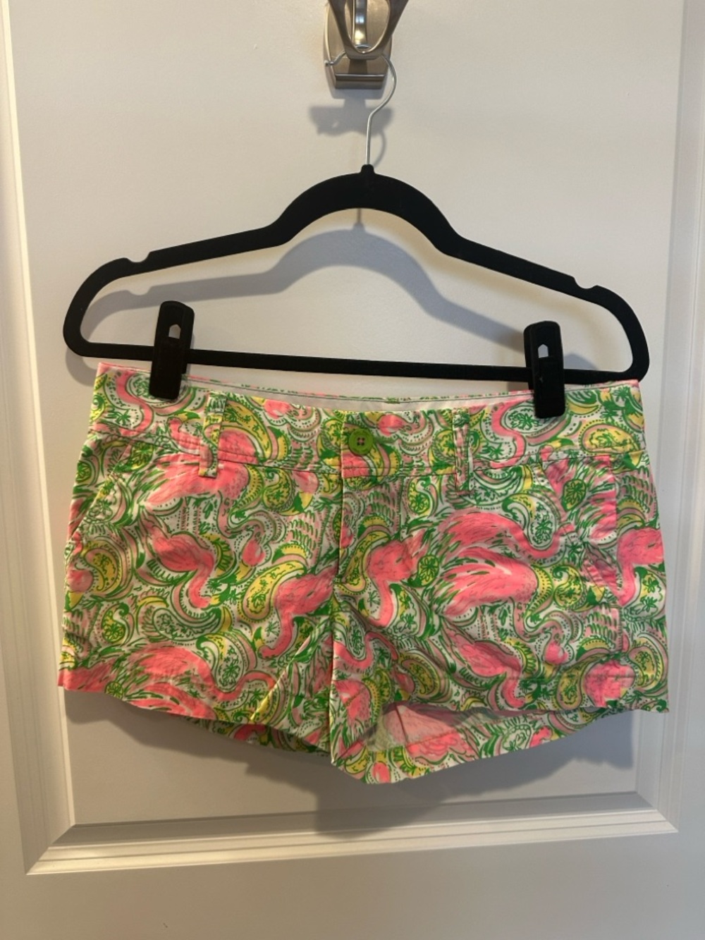 Lilly Pulitzer Walsh Shorts Pink & Green Flamingo Paisley